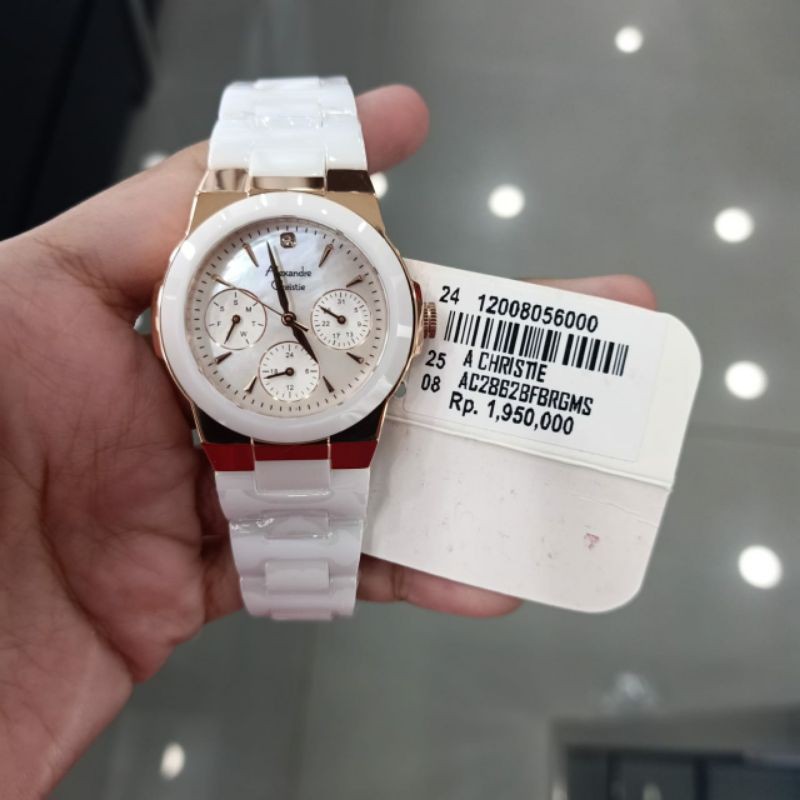 Jam Tangan Cewek Original Alexandre Christie AC 2862 BF White Gold