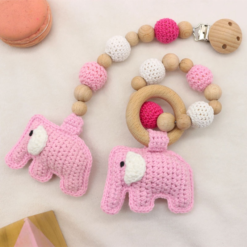 Mary Mainan Teether Bayi Bentuk Gajah Bahan Kayu