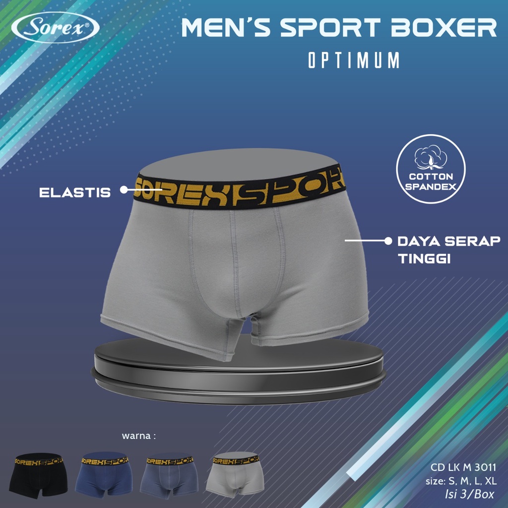 Celana Boxer Pria Sorex SRX 3011 ISI 3Pcs