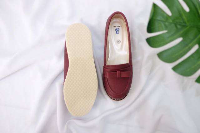 [SIAP KIRIM] BRShoes3 Marun Sepatu Kerja Casual Flat Wanita