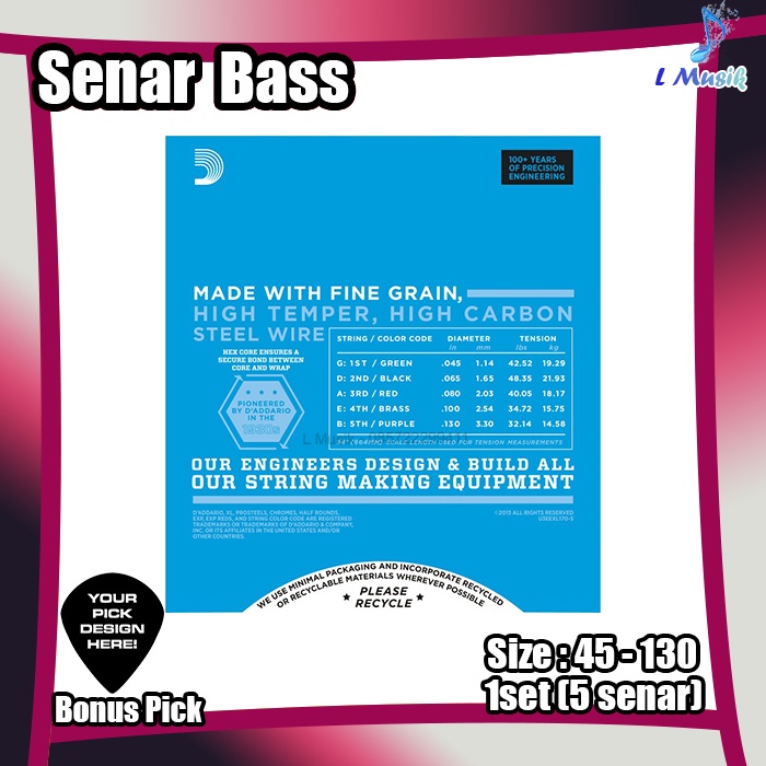 senar bass d addario 5 senar