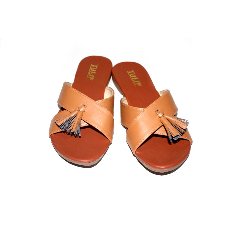 woman flat sandal sendal wanita teplek silang aksen rumbai (1D2) fse091