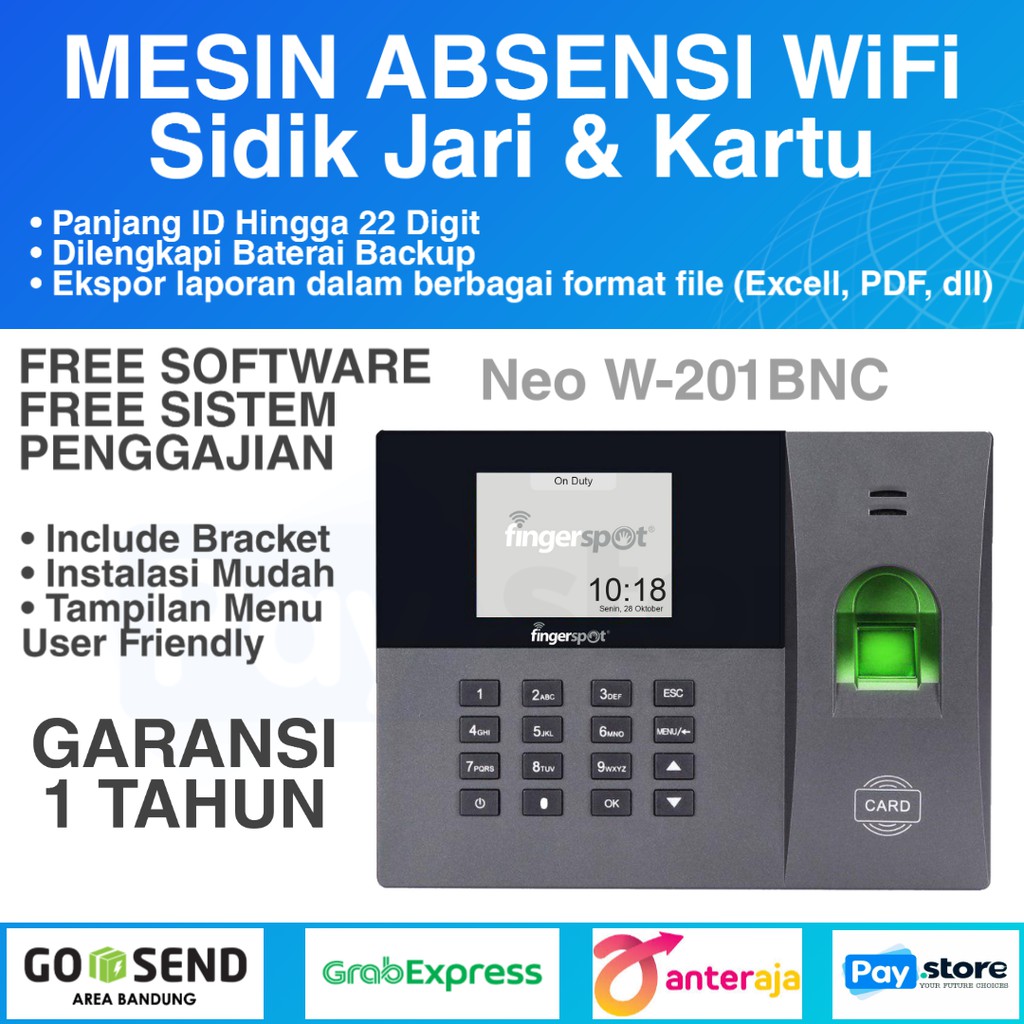 Jual Mesin Absensi Wifi Fingerspot Neo W 201bnc Mesin Absen