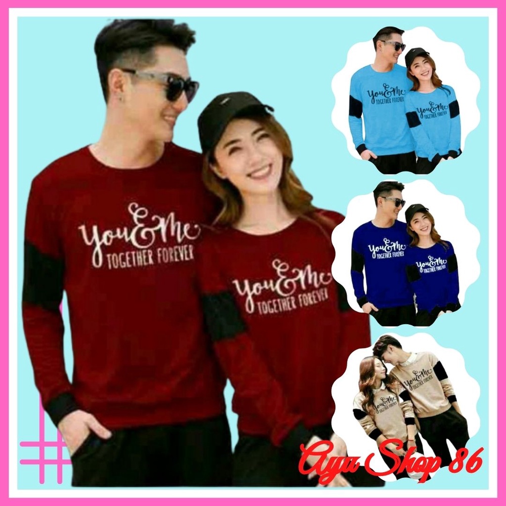 Baju Kaos Atasan Couple Pasangan Keluarga Pria Warna Remaja Suami Istri Modern Trend Kekinian Simpel