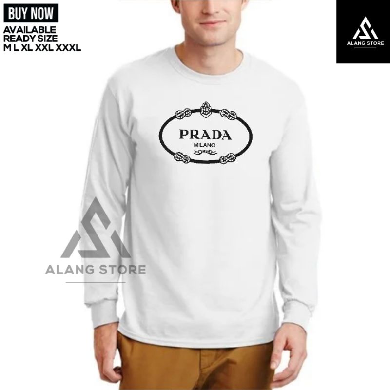 Kaos Baju Pria Lengan Panjang Prada Milano Terlaris