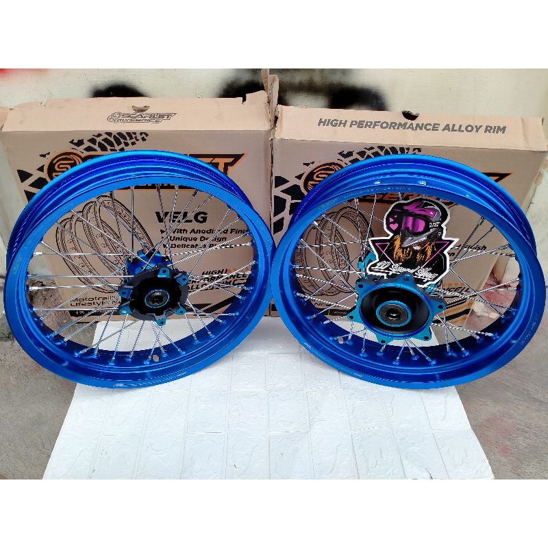 Paket Velg Supermoto Crf 150 Scarlet Original 300/17 350/17 Velg Set Crf 150l