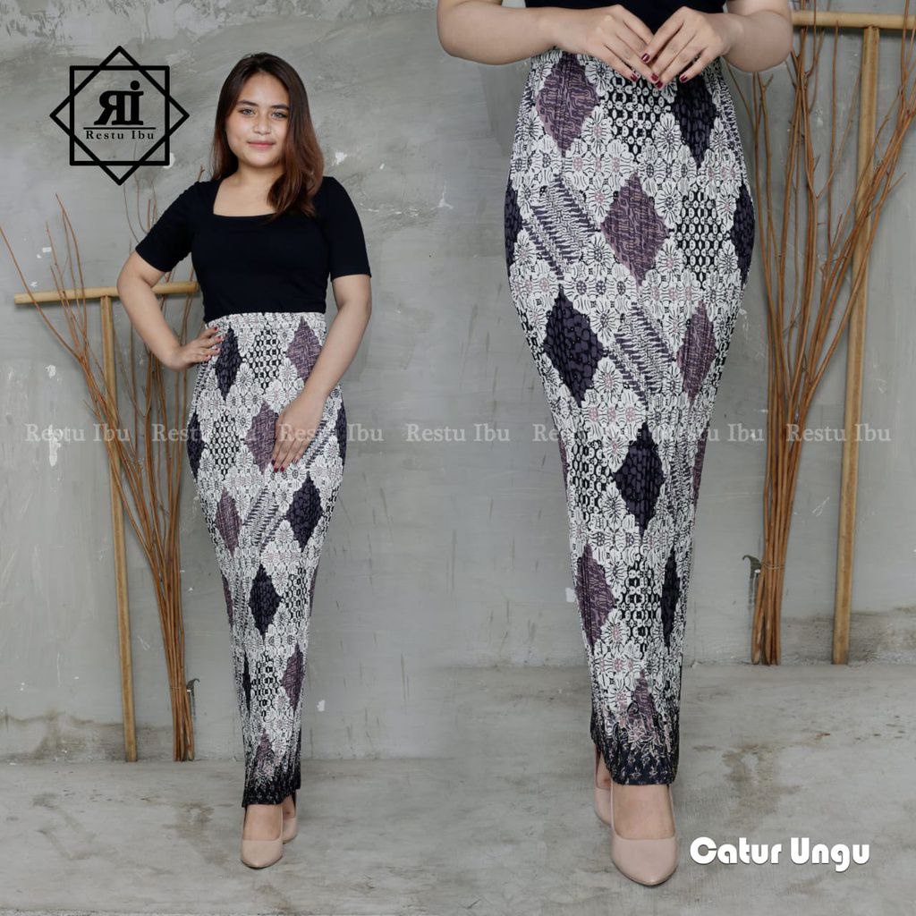 Rok Plisket Span Kerja Wanita Motif Batik Bodycon Badan Kecil Dan Besar Bisa Pakai Bawahan Kebaya Tunik Kemeja Bahan Sutra HQ Premium