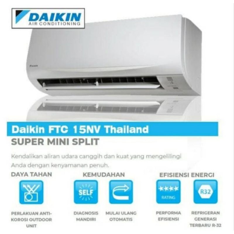 AC DAIKIN STC 15 NV AC SPLIT STANDART THAILAND 1/2PK garansi resmi