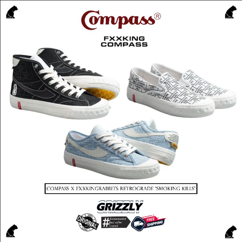 Compass x Fxxking Rabbits "Smoking Kills" Retrograde Low/High/Slip-On [Limited Edition]