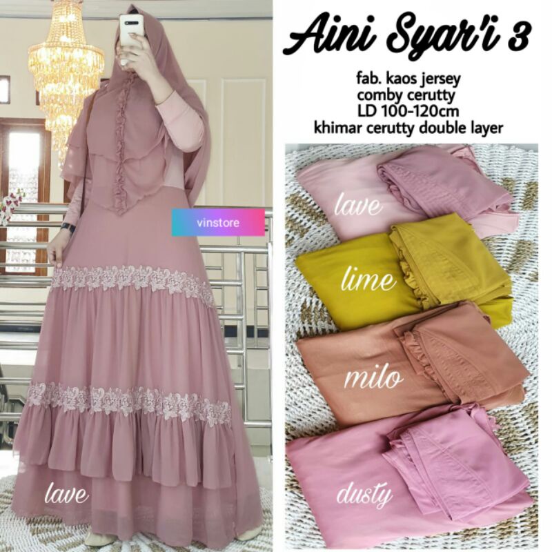 Aini Syari 3 By Vinstore Restok Warna Baru || Gamis Syari