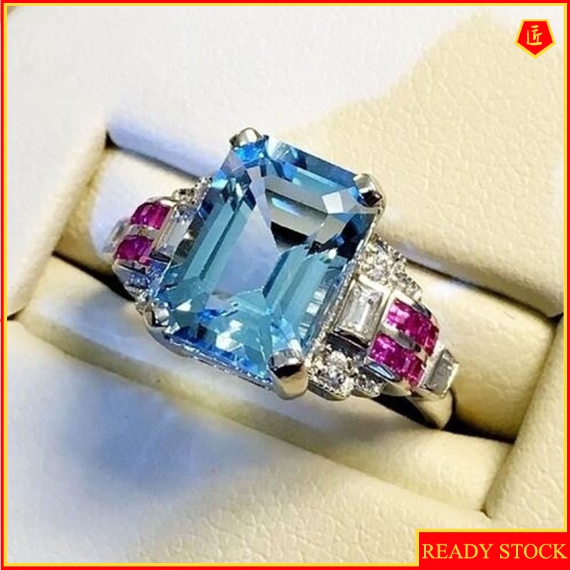 [Ready Stock]Fashion Personality Topaz Sapphire Ring