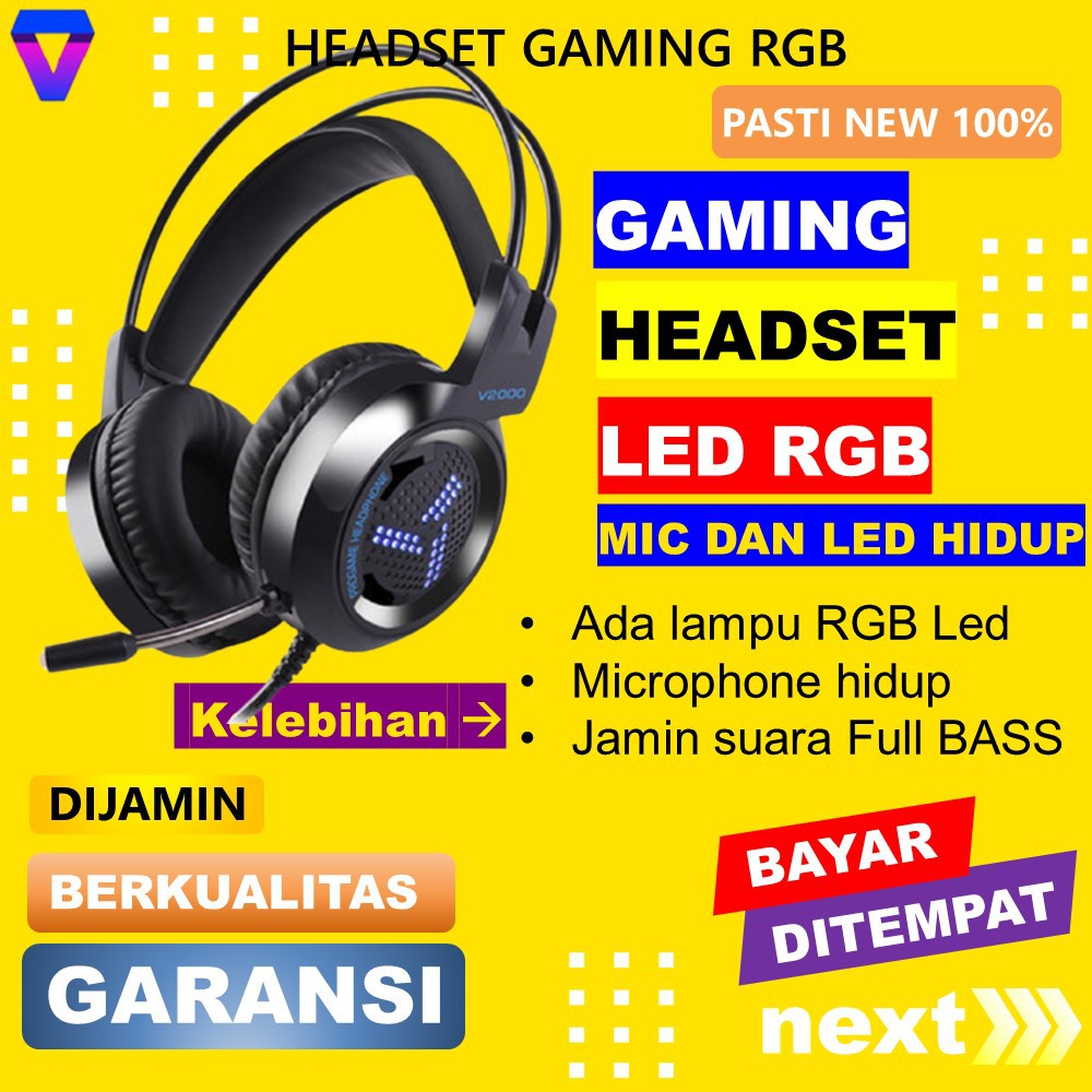 Headset Gaming PC RGB Hedset Geming Led Earphone Game Super Bass mic Hetset Gaming Ligtning Murah JS50