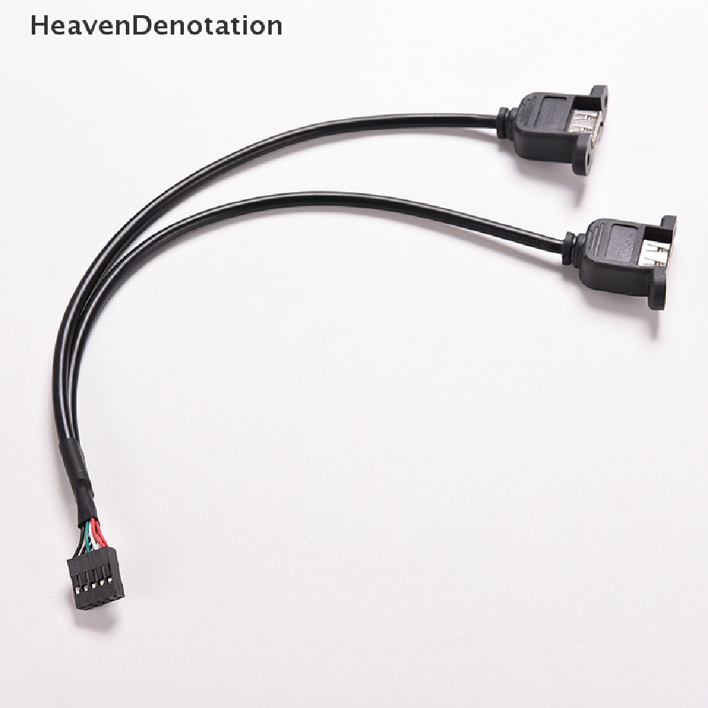 1pc Kabel Adapter 2 Port Usb A Female To Internal 9 Pin Warna Hitam Panjang 30cm / 1ft