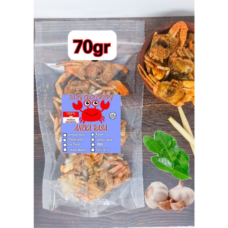 

BABY CRAB KRISPY 70GR | CRAB KRIPS | HALAL | CEMILAN SEHAT | SEAFOOD | SNACK KERING | KEPITING KRIUK