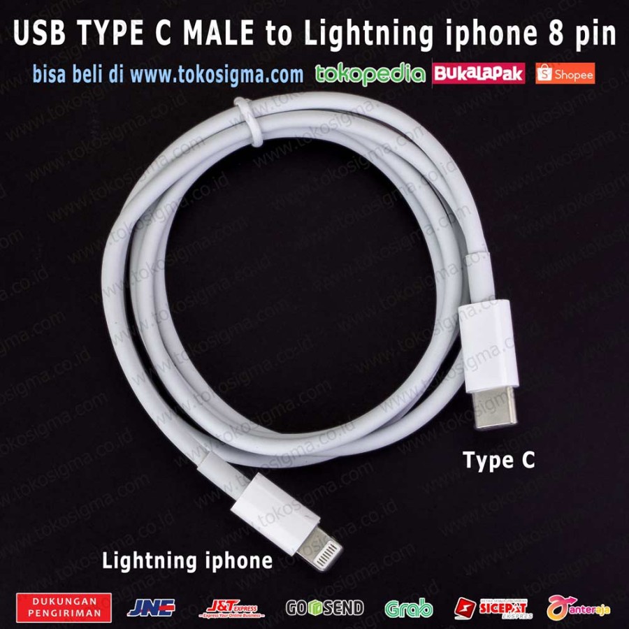 Kabel Sync Data Charge USB 3.1 Type C Male to Lightning Iphone 8p Male