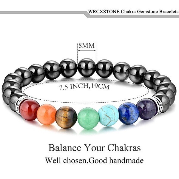 Gelang 7 Chakra Healing Yoga Stretch Natural Gemstone Energy Crystal