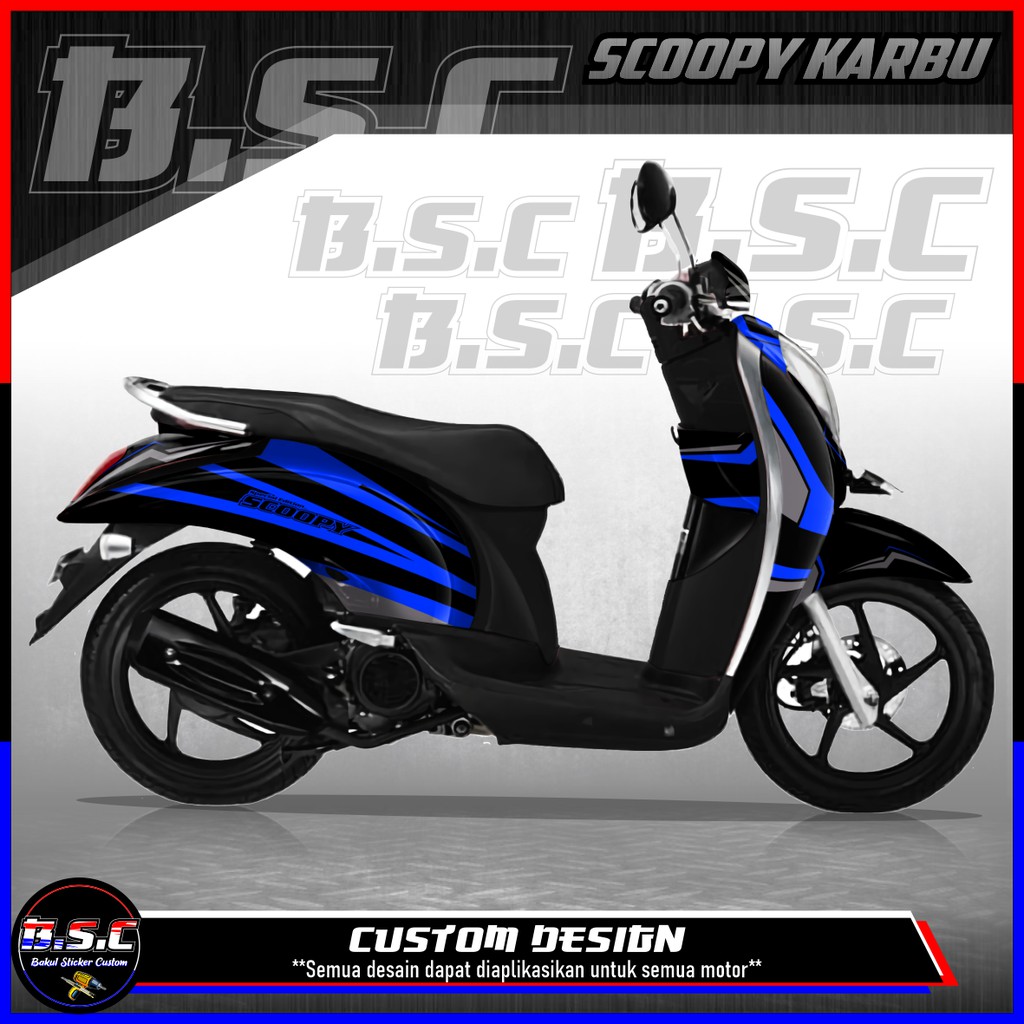 Sticker Decal FULL BODY Scoopy Karbu Scoopy Old Motif Simple Strip Blue
