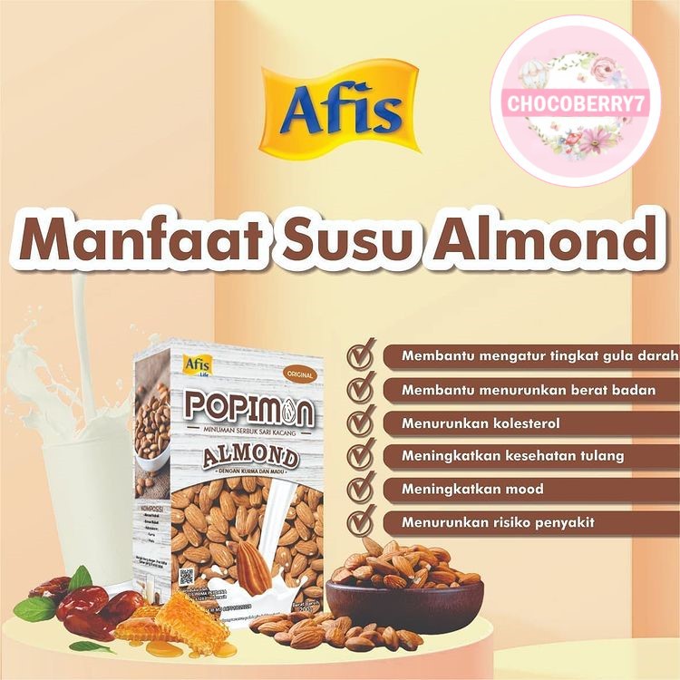 POPIMON Sari Bubuk Almond AFIS LIFE Susu AFIS Minuman Susu Almond AFIS POPIMON 200gr