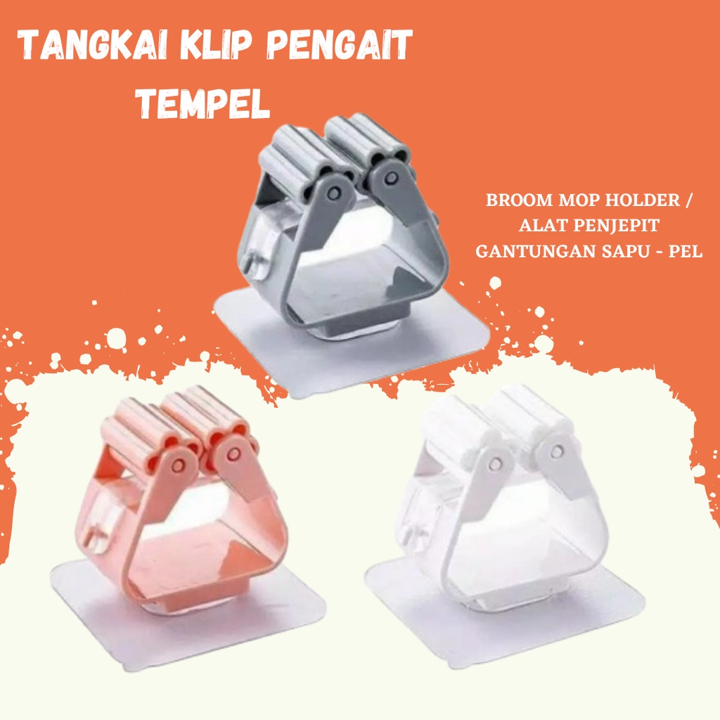 TERLARIS!!! Penjepit Gantungan Sapu Pel Di Dinding Mop Holder Pengait Gagang Sapu