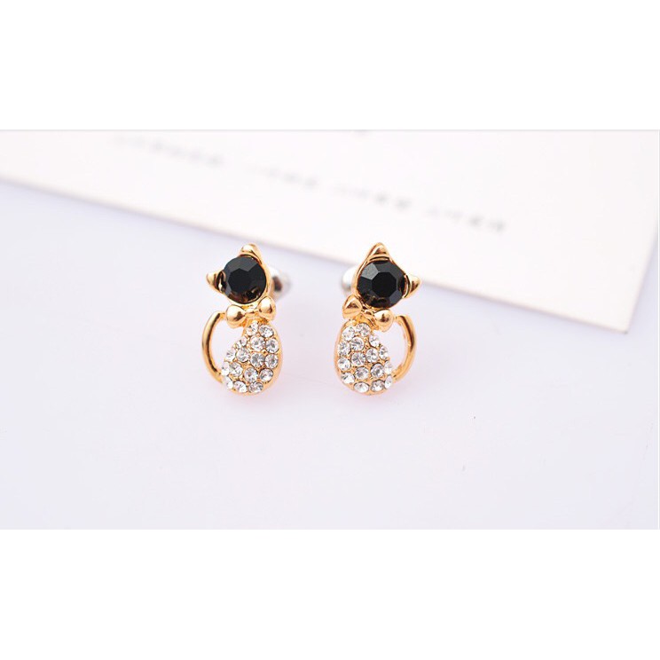 MORYMOSHI A57 Anting Tusuk Wanita Kucing Diamond Fashion Korea Aksesoris Murah