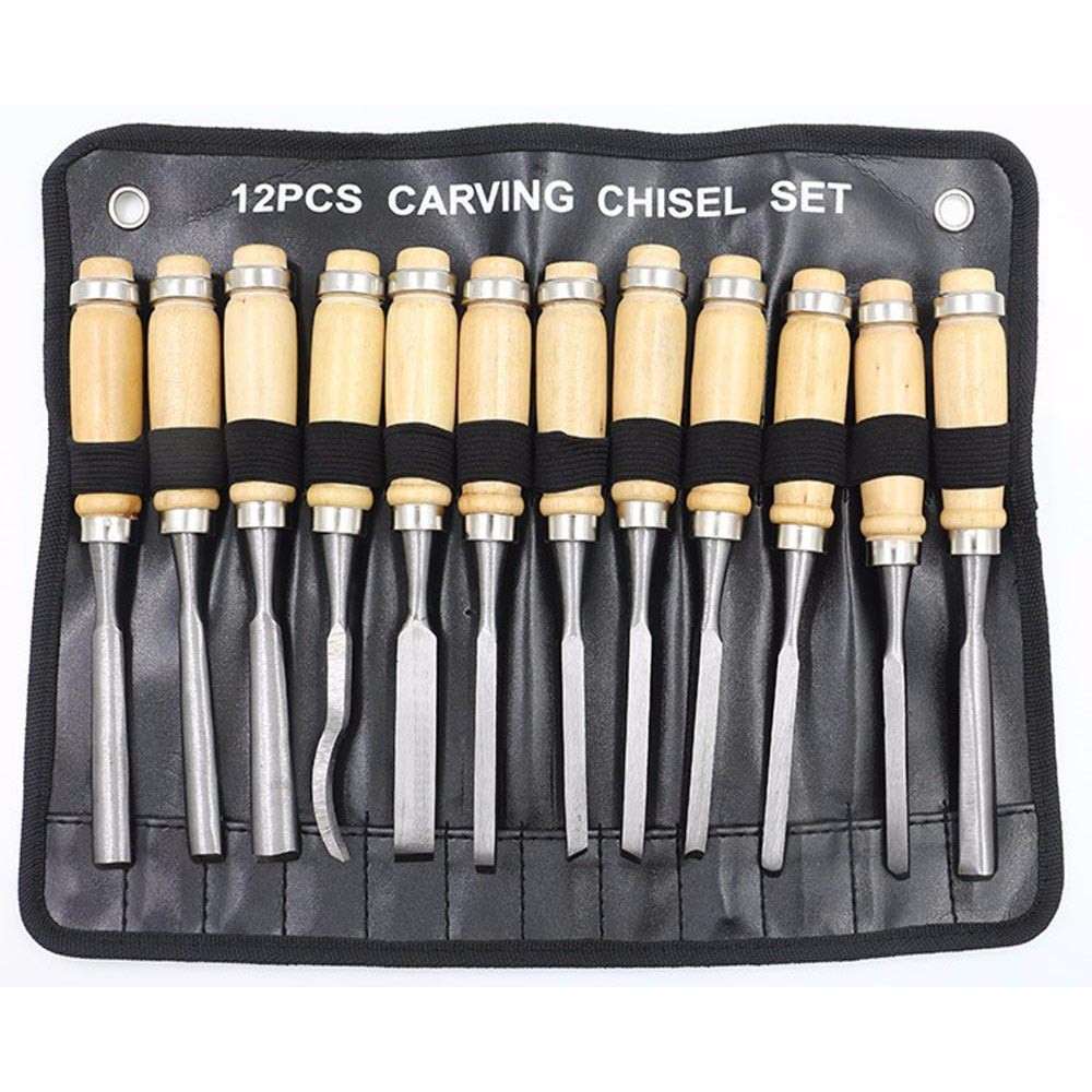 Set Pisau Ukir Pahat Kayu 12 in 1 Wood Carving Art Knife Ginflash