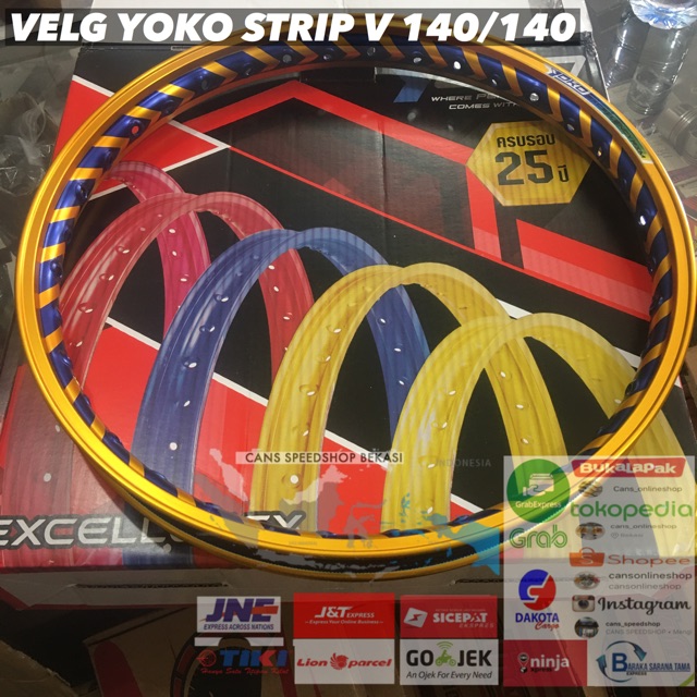 Velg yoko model vline strip v ring 17 140 140  velg yoko 2tone blue gold