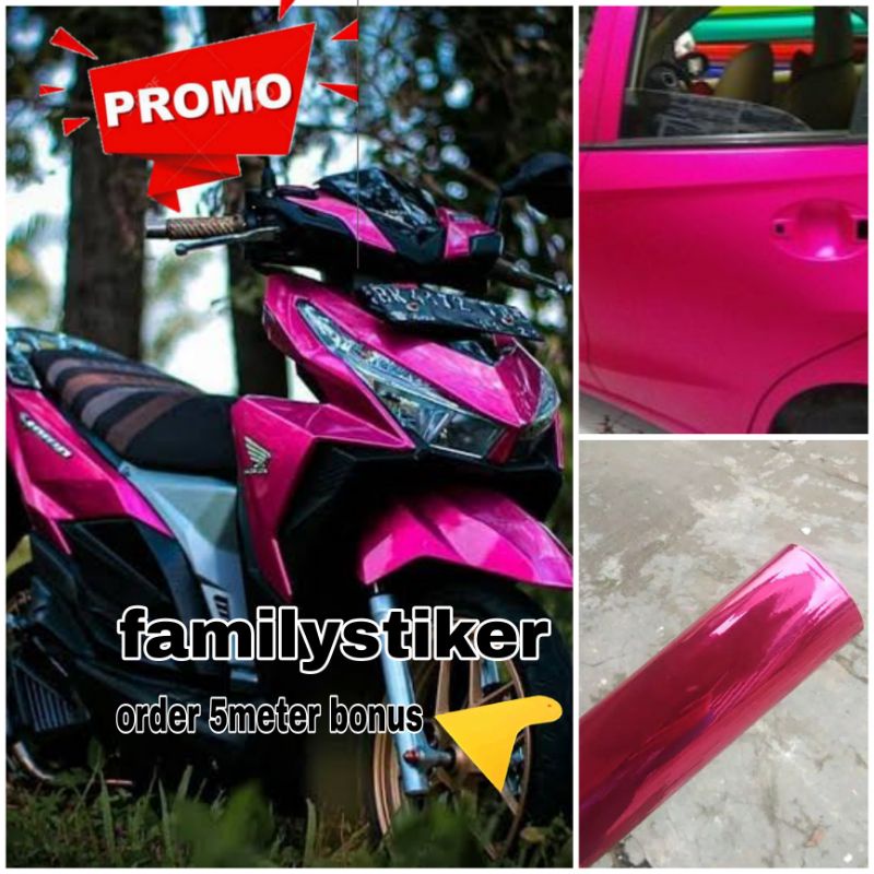 skotlet sticker pink mettalik sekotlet motor pink crom setiker motor pink crom metalik