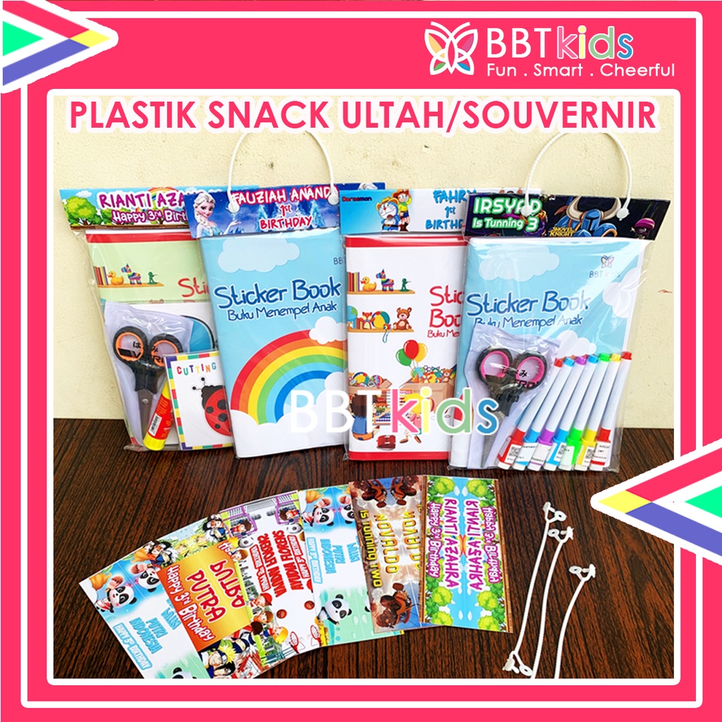 PLASTIK SNACK ULTAH ANAK MURAH PLASTIK SOUVERNIR MOTIF LABEL ULANG TAHUN HAMPERS LUCU