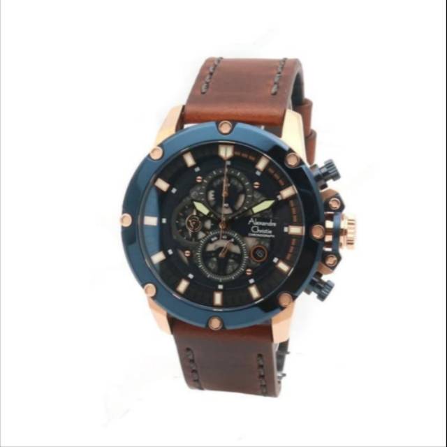 Jam Tangan Alexandre Christie 6416 Pria RoseGold Blue Original