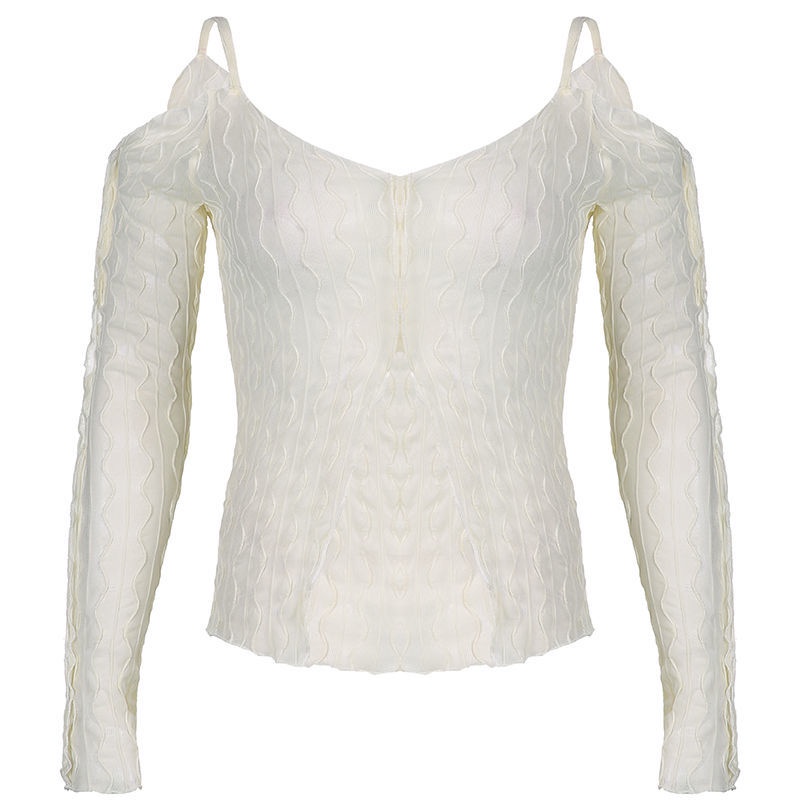 Versi korea budidaya diri tekstur desain kepribadian kardigan tabir surya pakaian off-the-shoulder k