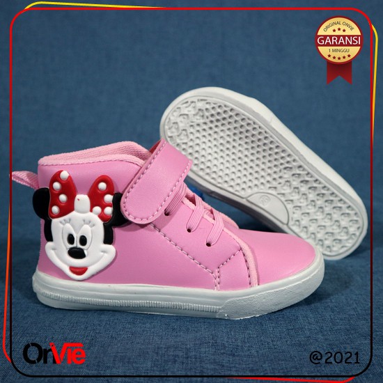 Sepatu Boots Anak Perempuan Motif Karet 3D Micky Lucu Murah | Sepatu Kids Onvie