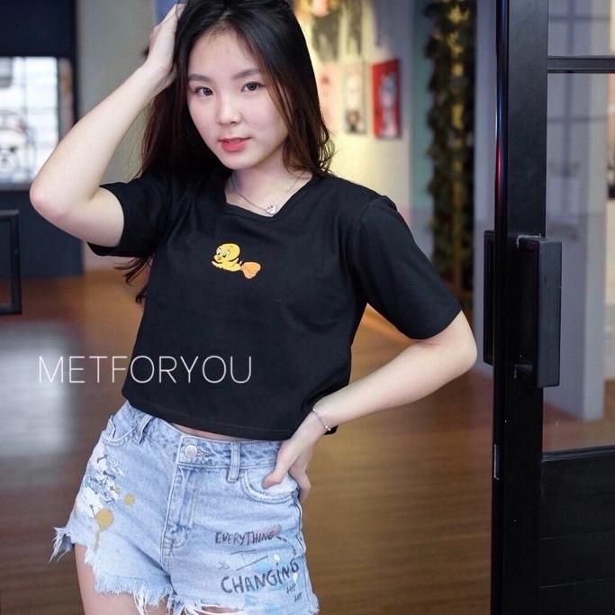 ☃ METFORYOU Kaos Crop Top Wanita - Tweety Tee ☼