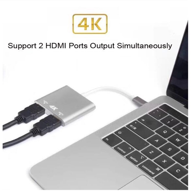 ONTEN OTN-9175B - USB-C to Dual 4K HDMI Interface Output Adapter - Adapter Converter USB-C ke HDMI Dual Display