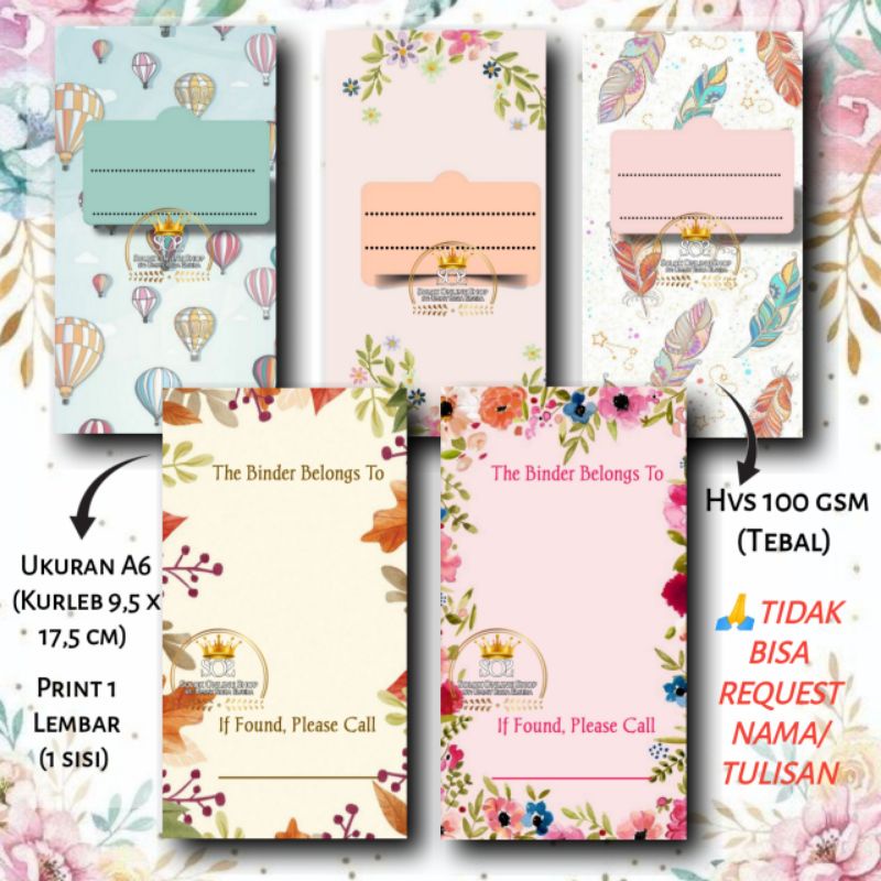 

Kertas Pembatas Binder Tidak Bisa Request | Isi Binder A6