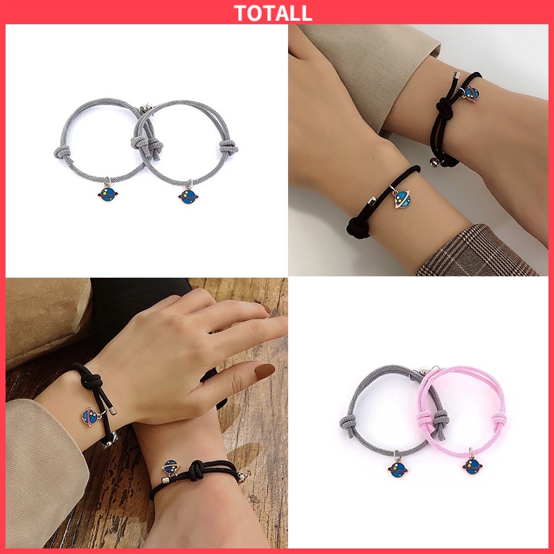 2 Pcs Gelang Couple Magnet Blue Planet Braided Couple Hand Rope Gift Jewelr ready stock cod