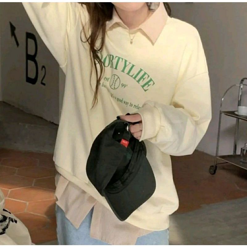 SPORTY LIFE 2XL 3XL Sweater Crewneck Oblong Oversize | Outerwear Wanita Sweater Termurah Korean Style