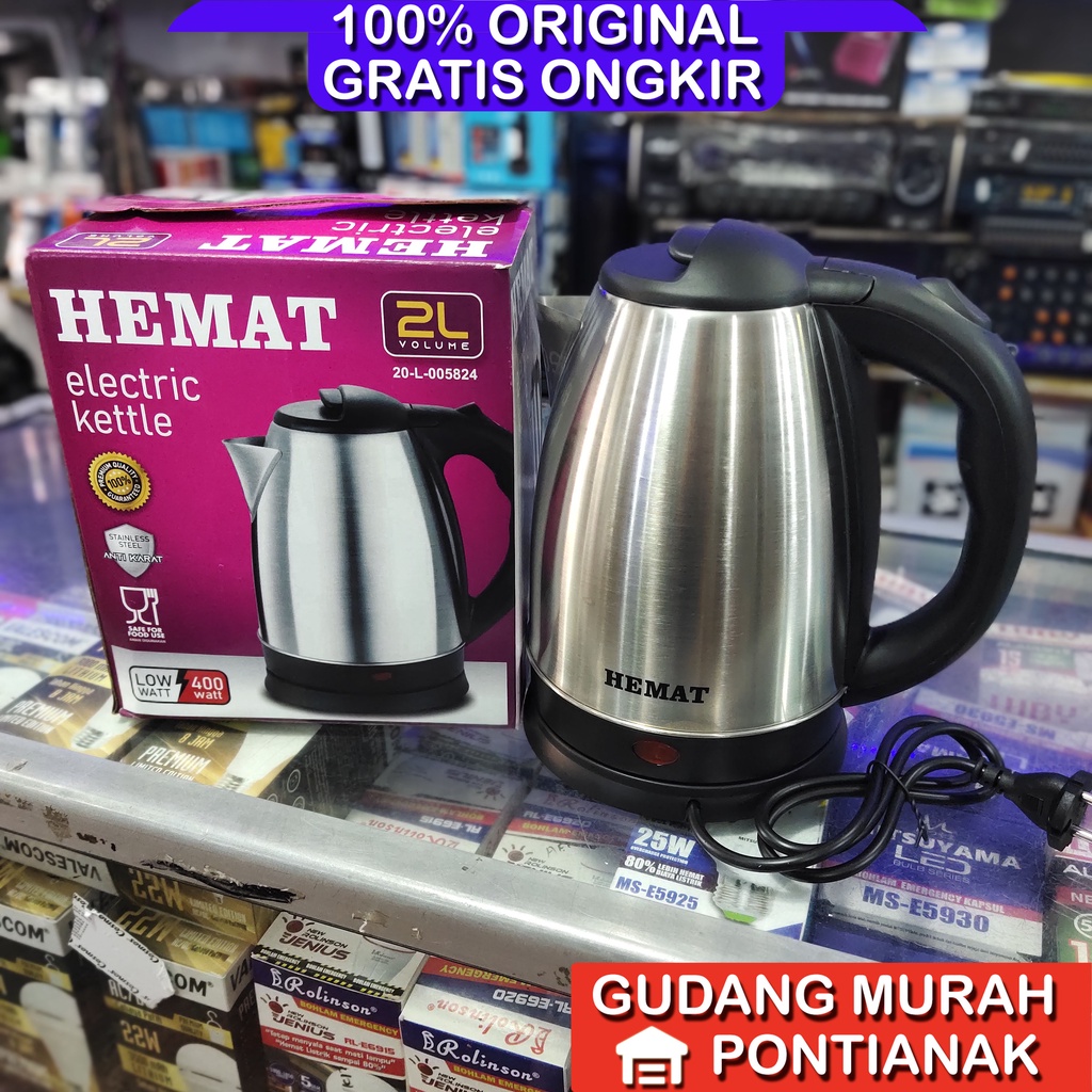 Teko Listrik VAIDA / SQRS / Teko listrik Scarlet /Teko listrik Hemat 2 Liter Stainless Anti karat / Kettle listrik scarlet