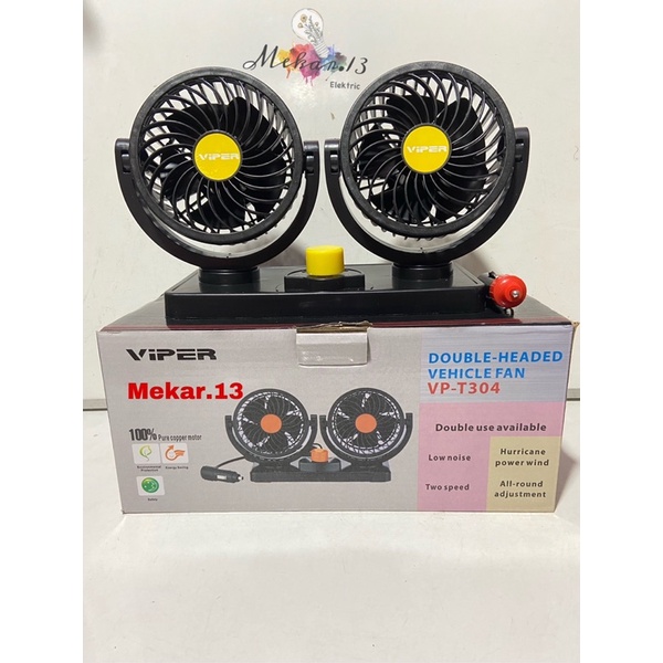 Kipas Angin Mobil Double Fan Headed Viper 12 Volt Vp-T304