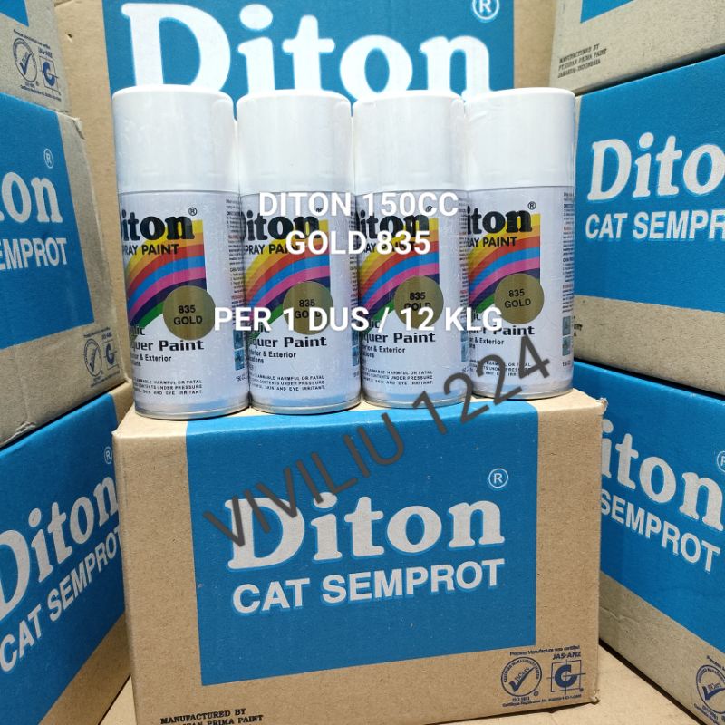Pilok Cat Diton Gold 835 Per 1 Dus / 12 Klg Emas 150cc Harga Per 1 Dus (12) Cat Semprot Diton 150cc Pilok Diton Pilox Diton Cat Diton 150cc