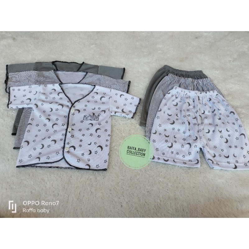 Paket hemat isi 18pcs/9stel baju bayi baru lahir(seri abu)