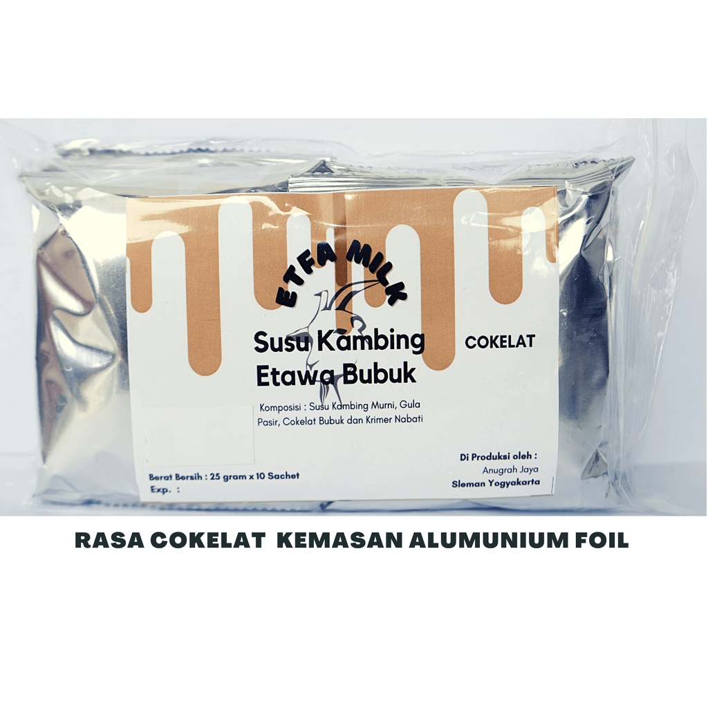 

Susu Kambing Etawa Bubuk Rasa Cokelat Kemasan Sachet 25g x 10