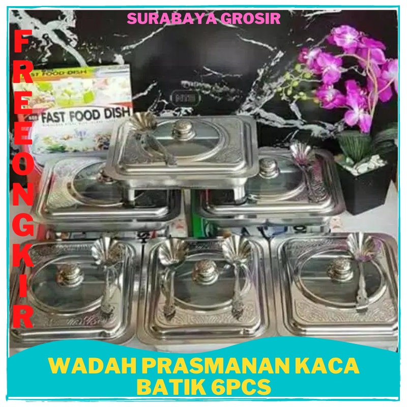 WADAH SAJI BOWL MAKANAN PRASMANAN KACA BATIK ACARA PESTA CATERING KETERING PERNIKAHAN KELUARGA 6 PCS