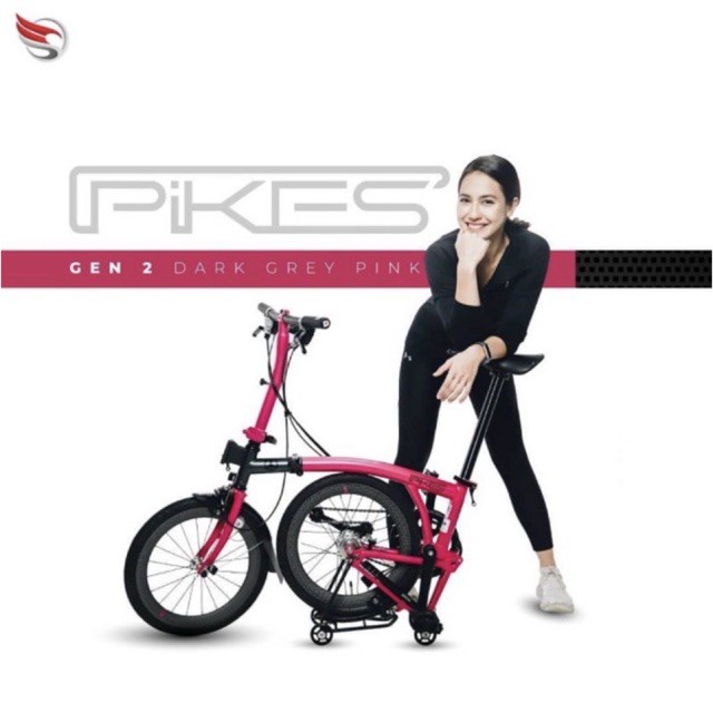 Sepeda lipat FOLDINGBIKE ELEMENT PIKES GEN 2 PINK GREY X PEVITA PEARCE