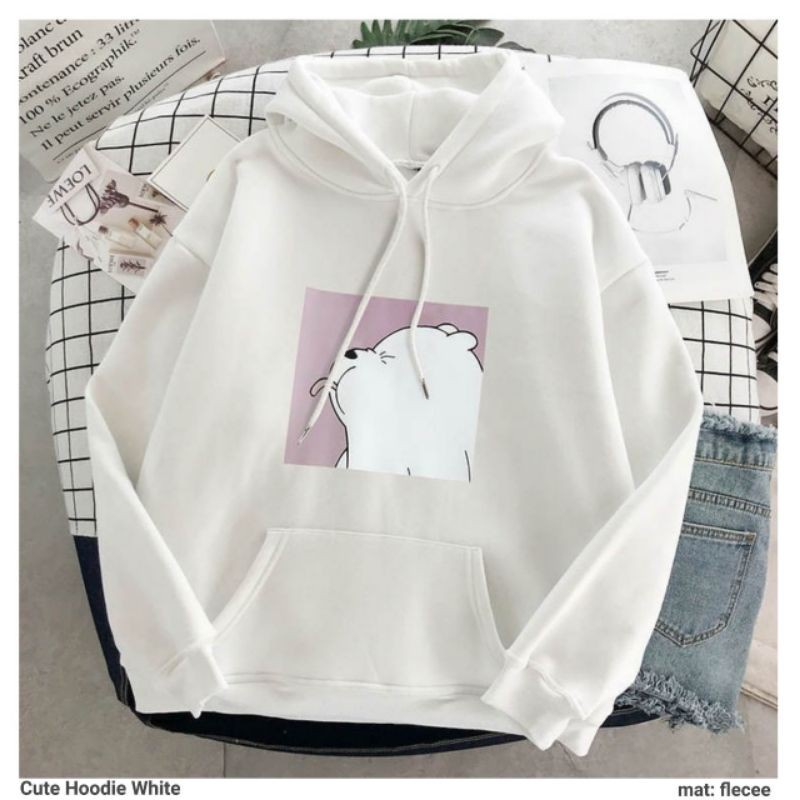 Sweater BERUANG ICE / Cute Hoodie Pria Wanita Bahan Fleece Ukuran S M L XL XXL XXXL