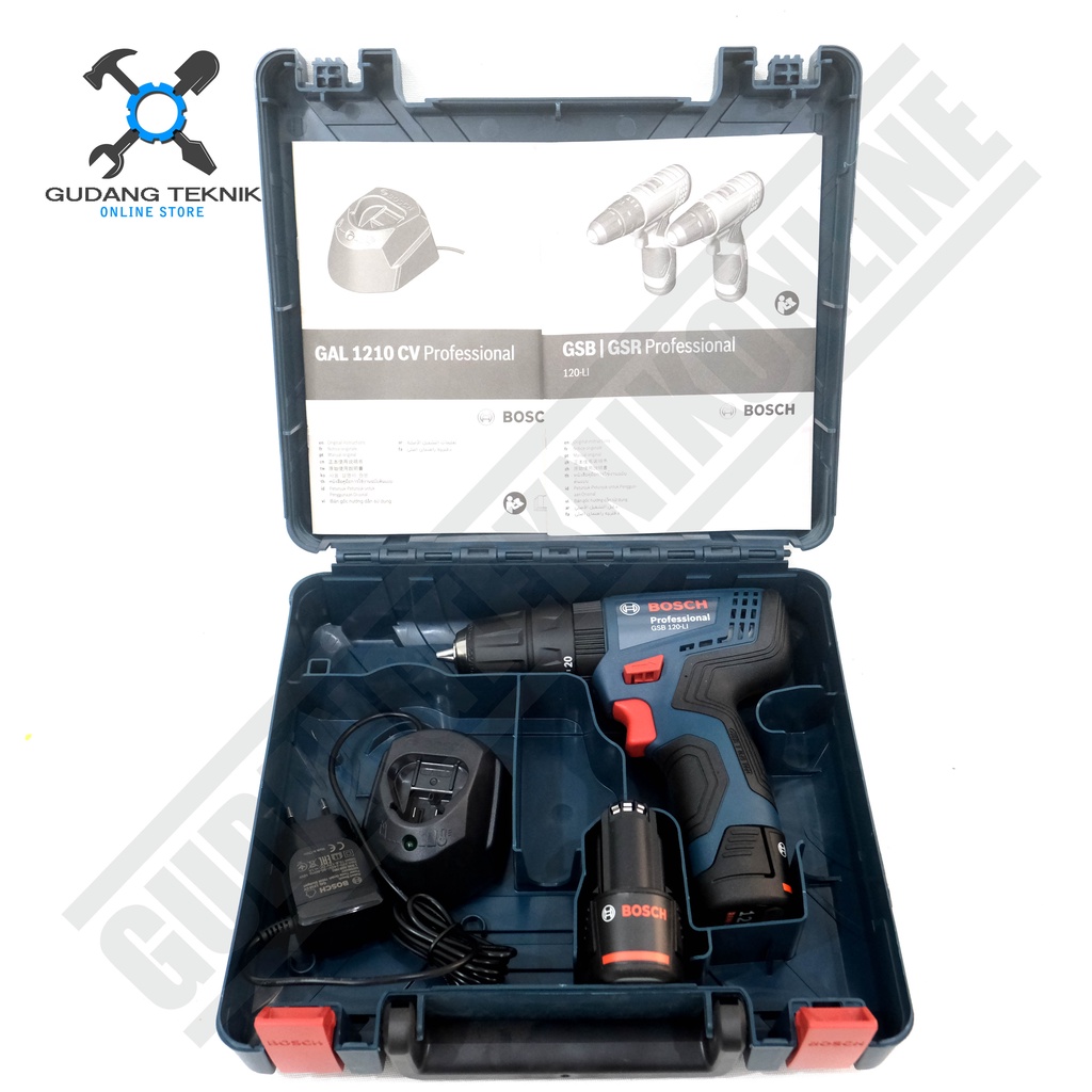 CORDLESS IMPACT DRILL 10mm BOSCH GSB120 12V / Mesin Bor Besi Kayu Beton BATERAI BATTERY GSB 120 GSB-120