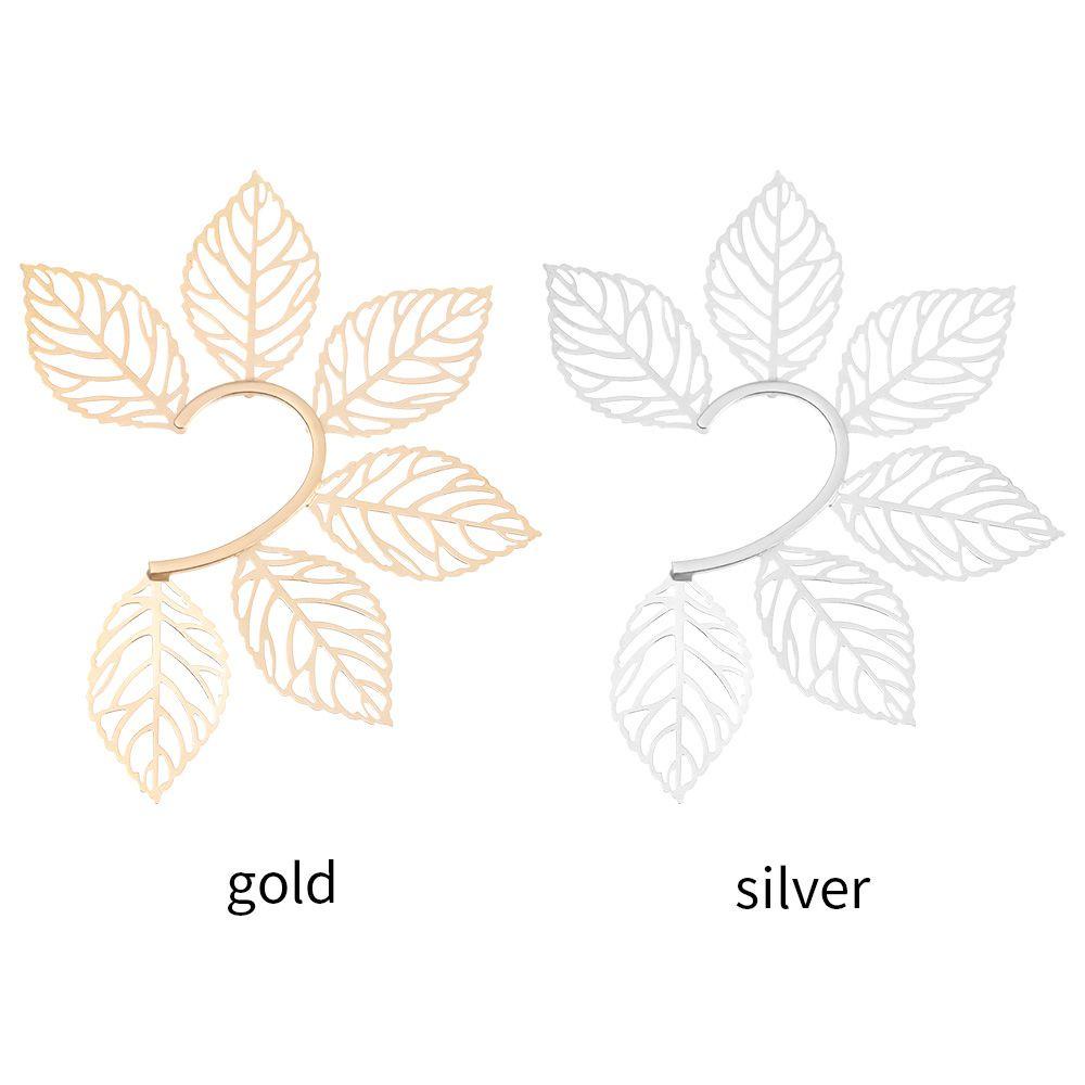 PREVA Metal Leaves Ear Hook Fashion Exaggerated Party Wrap Cuffs Earrings Irregular Ear Cuff Cosplay No Piercing Earrings