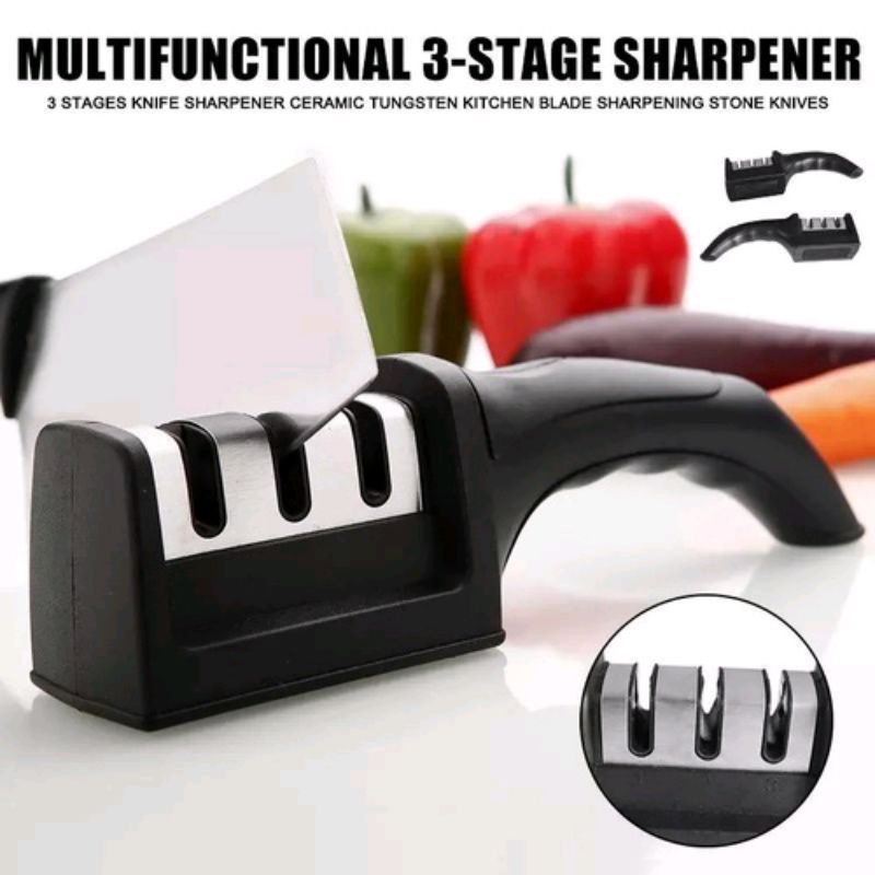 Alat pengasah pisau 3 slot Knife sharpener with handle 3 in 1 / 3 tahap asahan