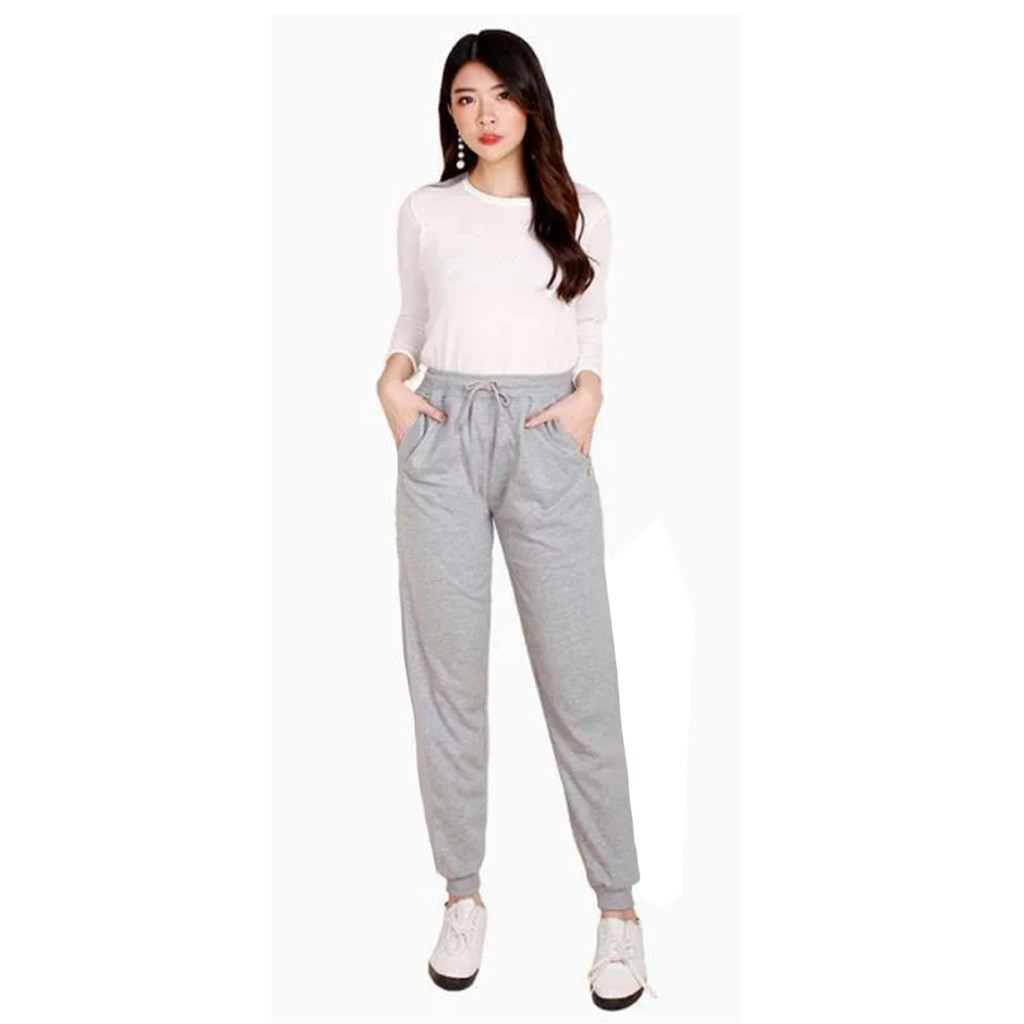 BESS - Celana Jogger Murah Wanita /Celana JOGGER SADA MISTY GREY