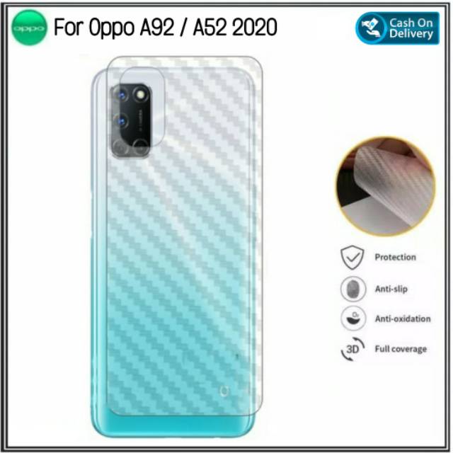 Garskin Carbon OPPO A92 A52 A53 A53s A3s A9 A5 A5S F9 F9 PRO A7 A91 A31 F11 F11 PRO Anti Gores Belakang Anti Jamur DI ROMAN ACC