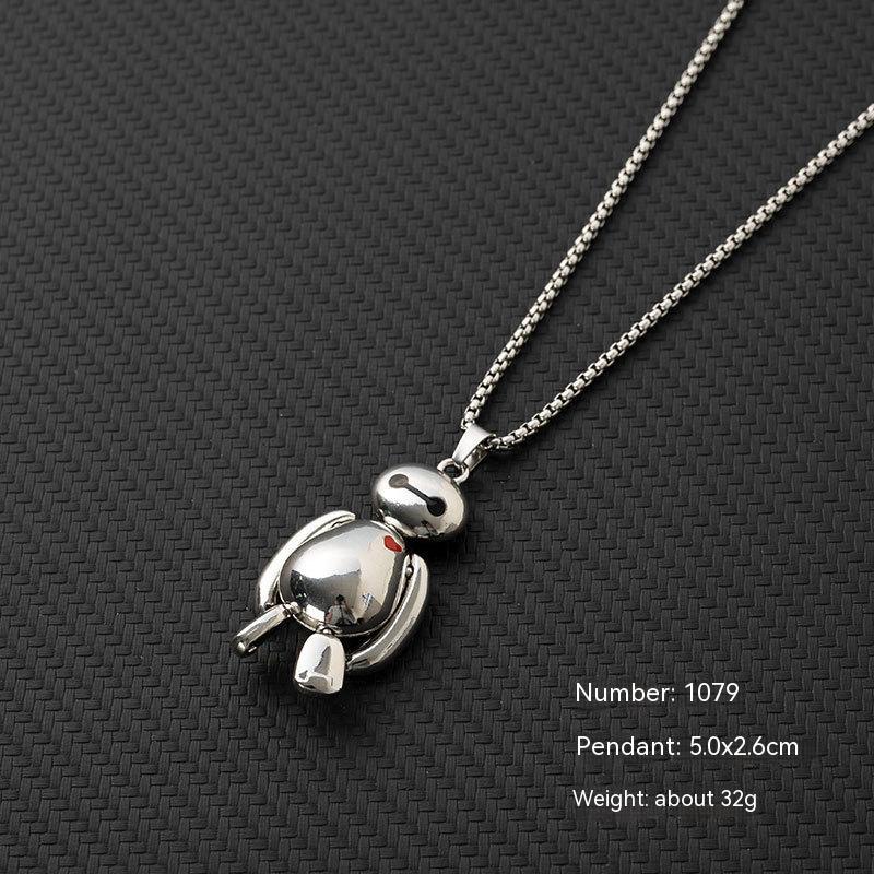 Kalung Rantai Liontin Disko Bahan Titanium Steel Warna Putih Gaya Hip Hop Untuk Pria Dan Wanita